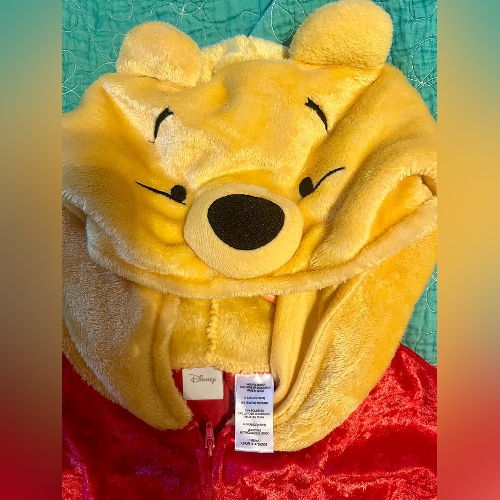 Disney Yellow and Red Winnie the Pooh Plush Hoodie